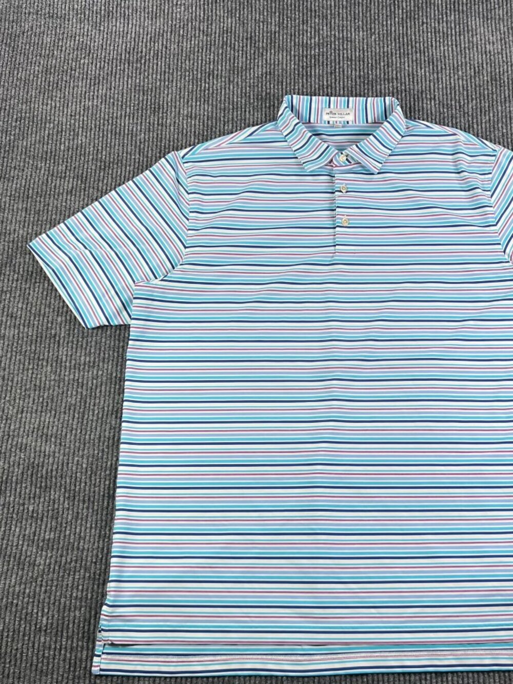 Peter Millar Summer Comfort Short Sleeve Polo Blue-Toned Stripes Mens Size XL